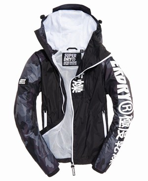 Superdry Japan Edition Cagoule Női Kabát Fekete/Camo/Fehér | HIMAN2316